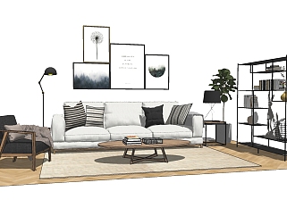 北欧<em>沙发</em>组合免费sketchup模型,现代低奢风格